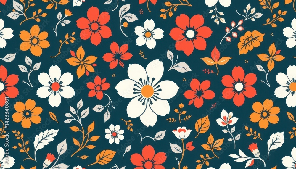 custom made wallpaper toronto digitalA playful pattern of intertwined flowers and leaves, combining different line styles and thicknesses.