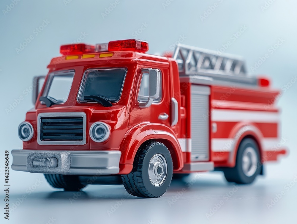 Fototapeta premium Classic red toy firetruck, a vibrant symbol of rescue and play 