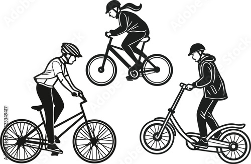 Bicycle Illustration Set for Design Projects. Modern Bike Clipart Pack for Creatives. Colorful Bicycle Icons for Web and Print. Minimal Bike Graphics for Digital Use. Clean Bicycle Clipart Collection