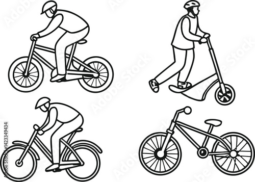 Bicycle Illustration Set for Design Projects. Modern Bike Clipart Pack for Creatives. Colorful Bicycle Icons for Web and Print. Minimal Bike Graphics for Digital Use. Clean Bicycle Clipart Collection