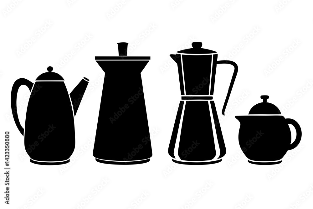 set of Coffee Pot silhouette vector illustration set of Coffee Pot silhouette vector illustration