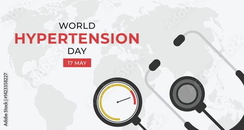 World Hypertension Day on May 17th with High Blood Pressure. Vector