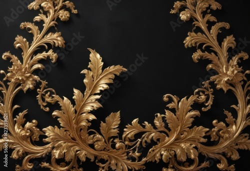 Gold leaf on black velvet, intricate scrollwork, vip, wallpaper, velvet