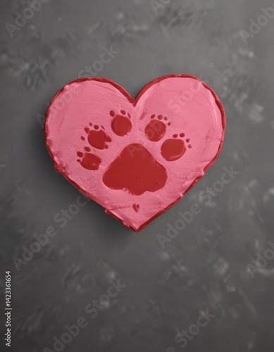 Wallpaper Mural Isolated dog paw print heart, Valentine's theme,  adorable,  red Torontodigital.ca