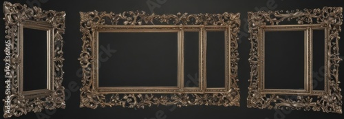 Gilded silver floral frames, antique aesthetic , silver frame, intricate, leaf