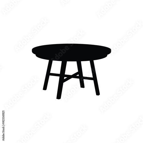 Silhouette of Modern Round Wooden Table