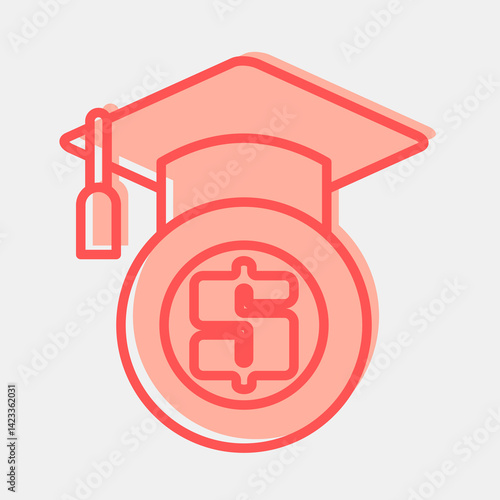 Icon financial literacy. Cashless society elements. Icon in two tone style.
