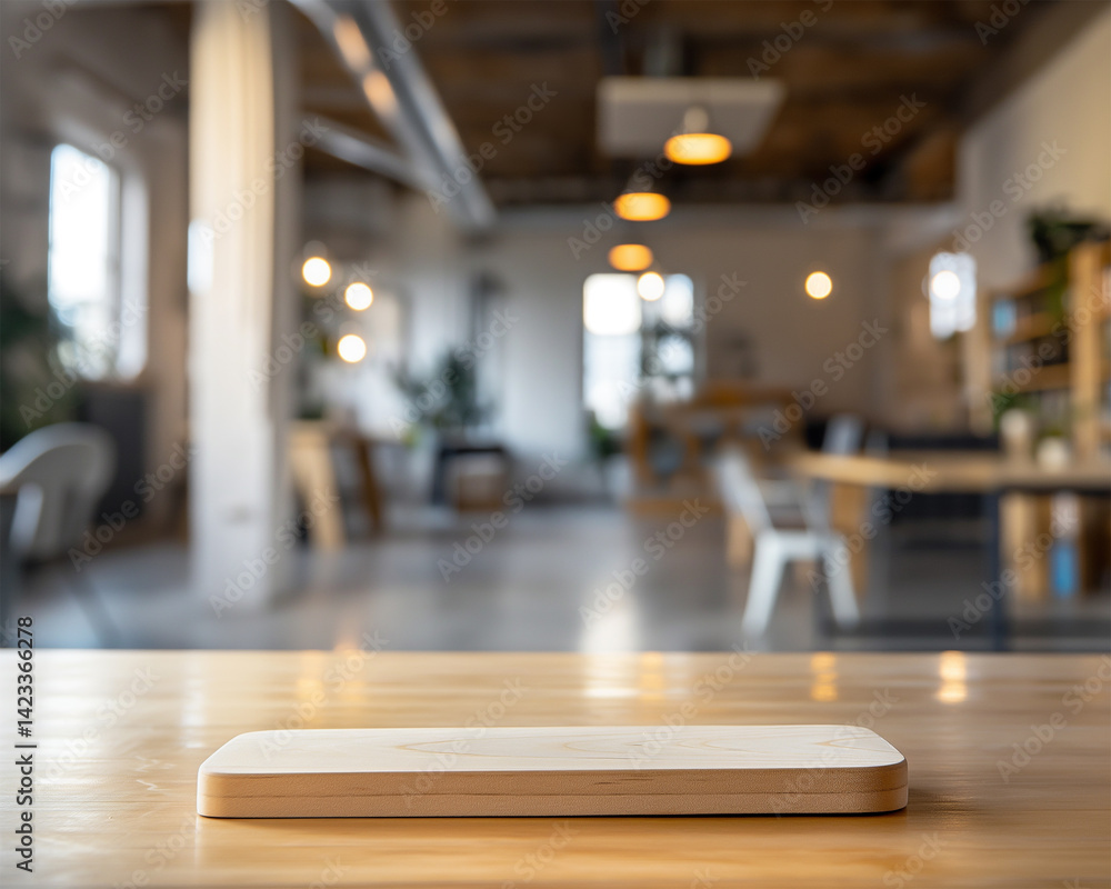 Obraz premium Blurred co-working cafe with laptops and business people. A friendly business atmosphere.