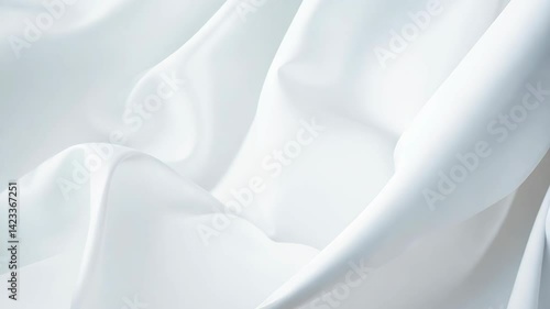 White silk fabric footage with gentle folds waving in slow motion, clean soft cloth background loop for product display