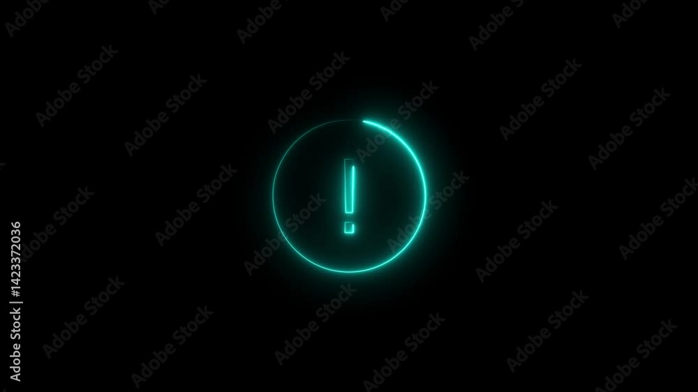 Glowing neon warning icon looping animation warning sign icon Neon Glowing neon warning icon looping animation warning sign icon Neon