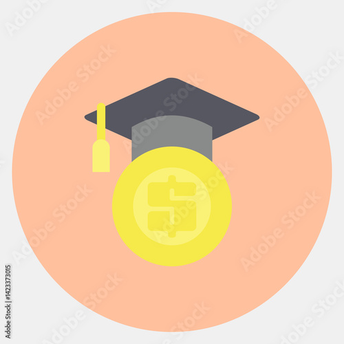 Icon financial literacy. Cashless society elements. Icon in color mate style.