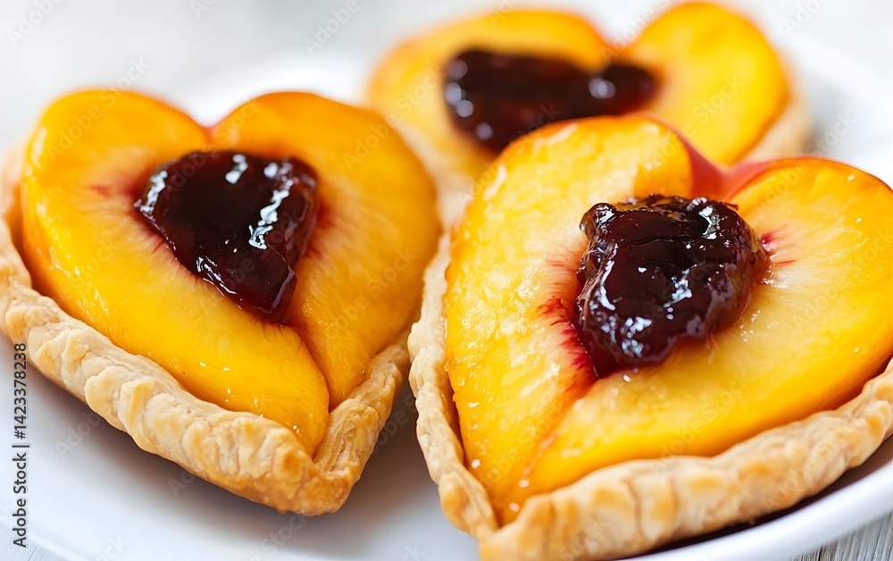 Delicious Peach Heart Tarts with Jam Filling Delicious Peach Heart Tarts with Jam Filling