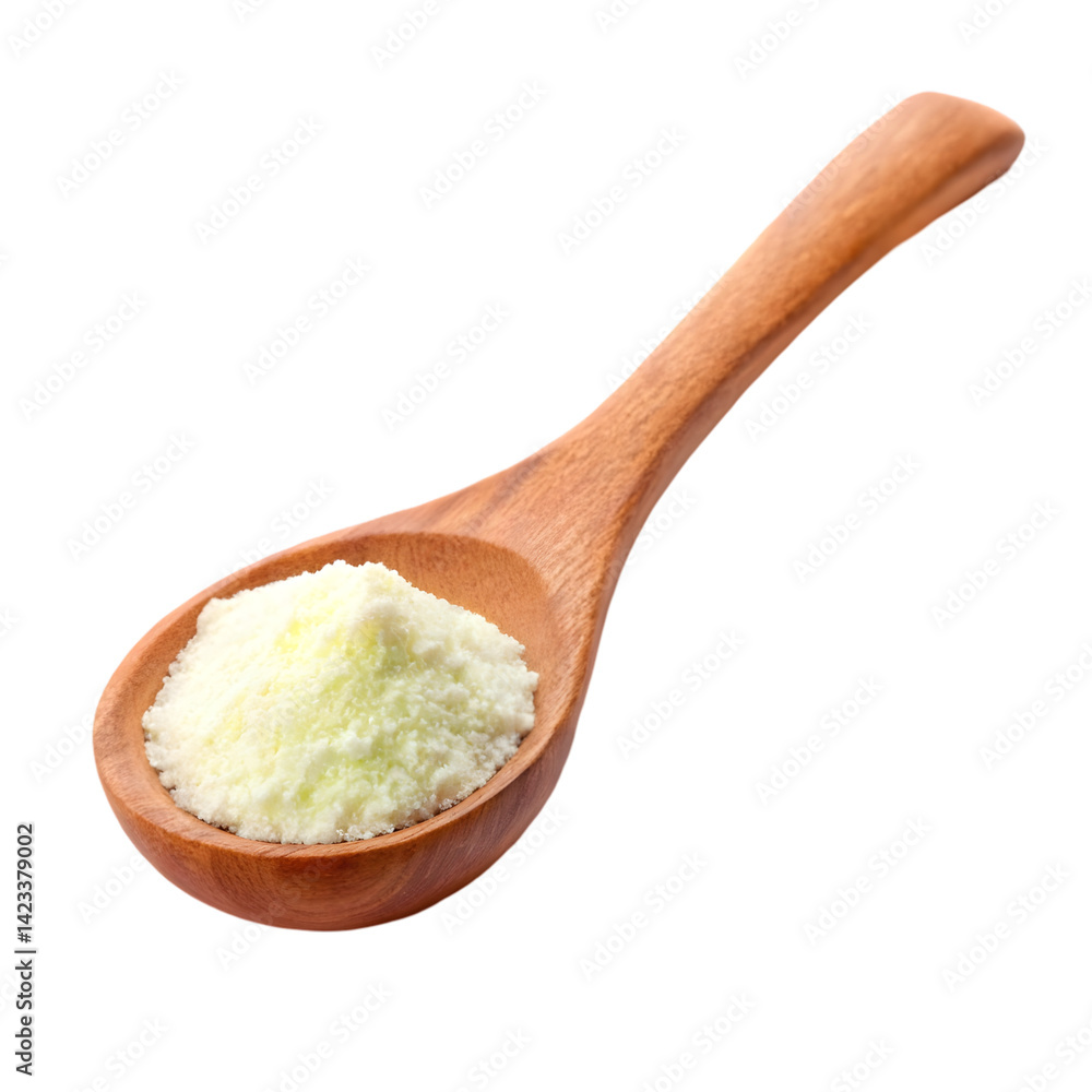Wooden spoon with collagen isolated on transparent background Wooden spoon with collagen isolated on transparent background