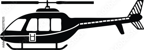 Black and White Helicopter Silhouette Icon