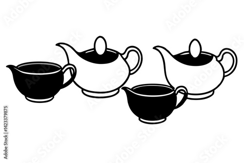 set of Gravy Boat silhouette vector illustration