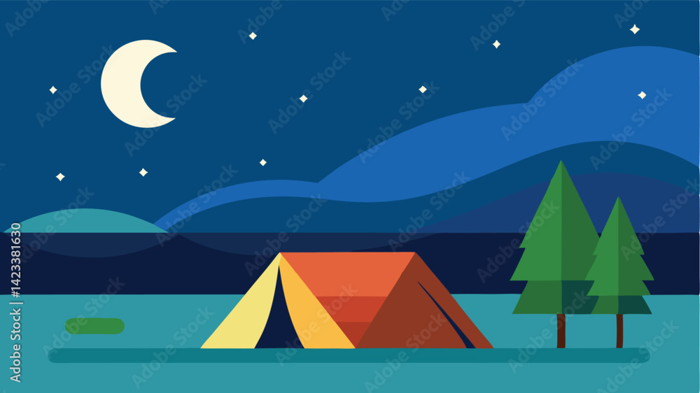 Tent By Lake Under A Starlit Sky Tent By Lake Under A Starlit Sky