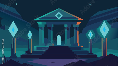 Temple Ruins Glowing With Ancient Tech Runes