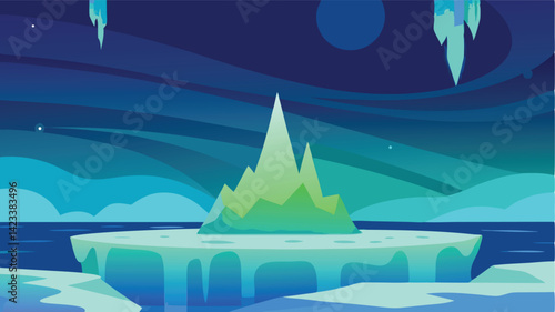 Frozen Ocean With Glowing Aurora Overhead