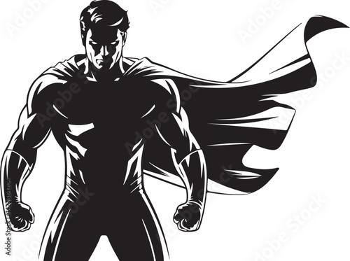 Superhero in Action Silhouette Vector Illustration for Comics and Design