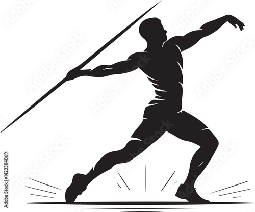 Vector Illustration of a Javelin Thrower in Motion for Sports, Athletics, and Olympic Event Design 