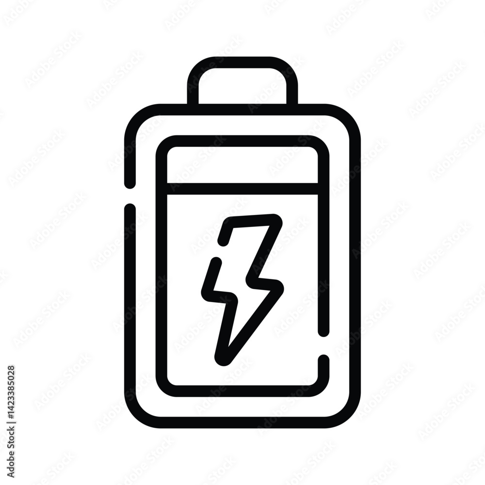 Modern line style icon showing charging battery with bolt sign Modern line style icon showing charging battery with bolt sign