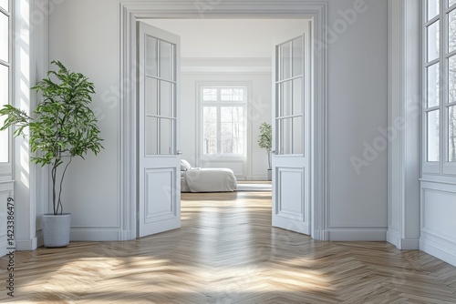 Wallpaper Mural Elegant Scandinavian interior reveals modern living space with open entrance and stylish details, emphasizing minimalism and natural light Torontodigital.ca