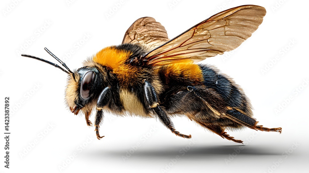 a stunning bumblebee is flying
