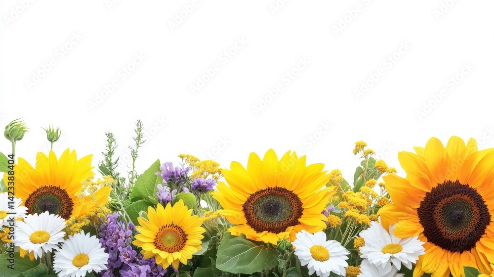 Fototapeta premium Colorful Garden of Sunflowers and Daisies
