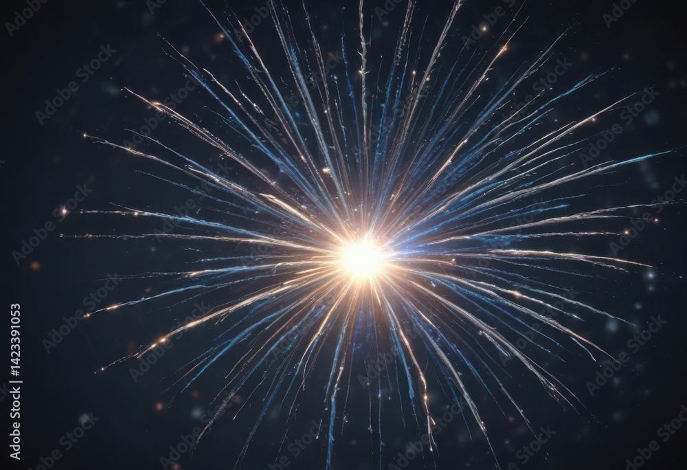 Fototapeta premium Single blue firework exploding, sharp focus, atmospheric , firework, photo, beautiful