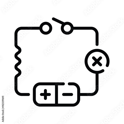 A customizable line style icon showing electrical circuit