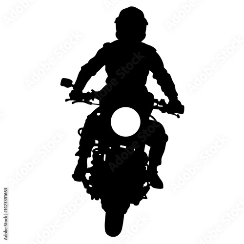 Motorcycle Rider Silhouette Vector Illustration Front View Automotive Design Element