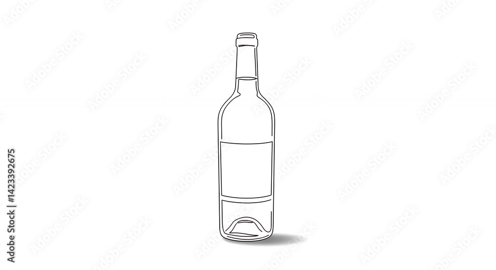 Simple line drawing of wine bottle beverage illustration minimalist design Simple line drawing of wine bottle beverage illustration minimalist design