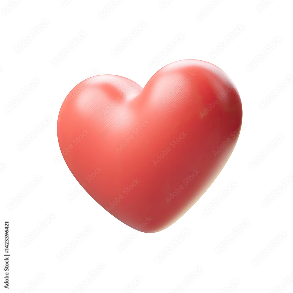 3D Render of a Single Coral Pink Heart Shape on Transparent Background 3D Render of a Single Coral Pink Heart Shape on Transparent Background
