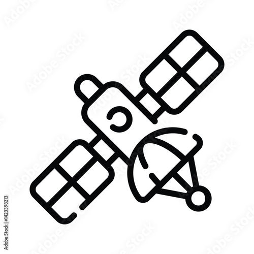 Ready to use linear icon showing artificial satellite