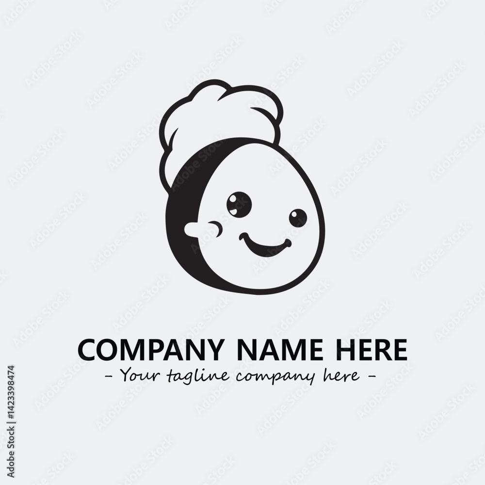 Obraz premium Egg cartoon illustration black and white for logo company vector image
