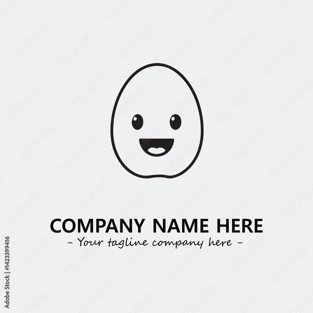 Fototapeta premium Egg cartoon illustration black and white for logo company vector image