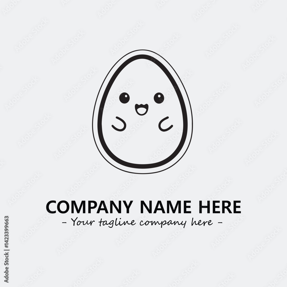 Egg cartoon illustration black and white for logo company vector image
Egg cartoon illustration black and white for logo company vector image