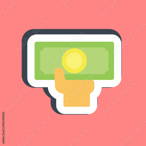 Sticker cash. Cashless society elements.