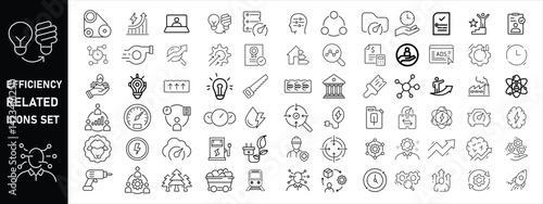 Set of efficiency related line icons. Productivity, optimization, improvement etc.
