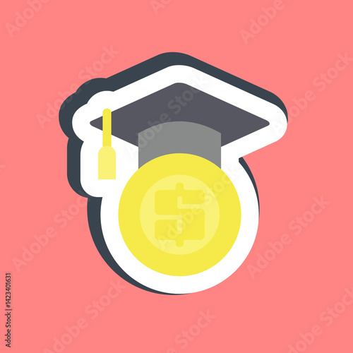 Sticker financial literacy. Cashless society elements.