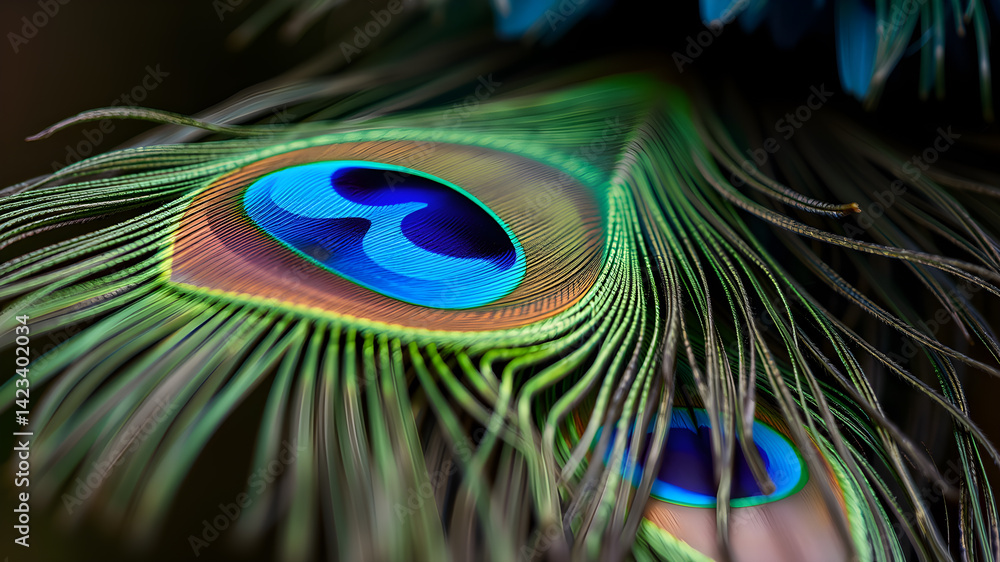 Naklejka premium Close-up peacock feathers Generative AI