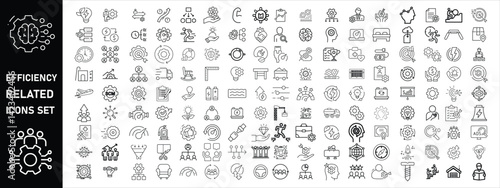 Set of efficiency related line icons. Productivity, optimization, improvement, efficiency related  BIG icon Set Vector 