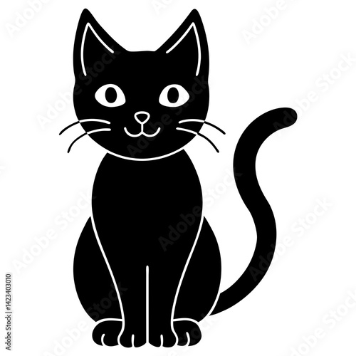 Black Cat Halloween Vector | AI Graphic Design File on White Background