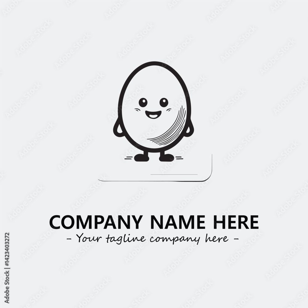 Naklejka premium Egg cartoon illustration black and white for logo company vector image