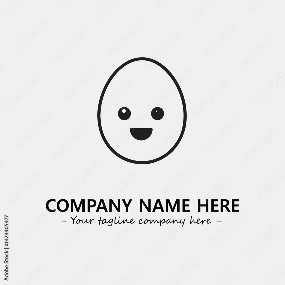 Fototapeta premium Egg cartoon illustration black and white for logo company vector image