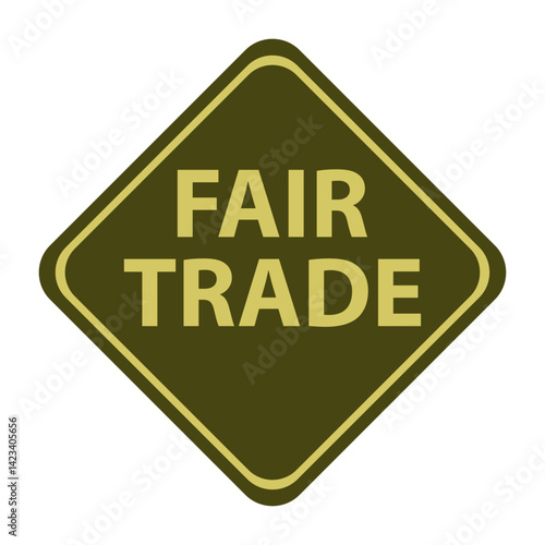 Logo con texto Fair Trade en señal de tráfico con forma de rombo 