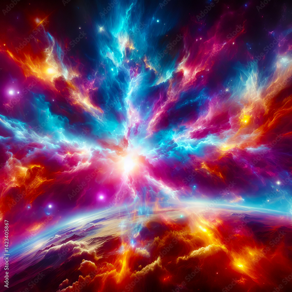 Fototapeta premium Fantasy Nebula Space Panorama 