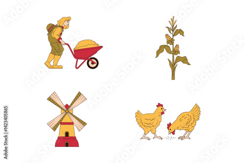 Farmer Illustration Set Collection