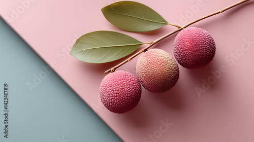 Lychee Trio on Pastel Backg...