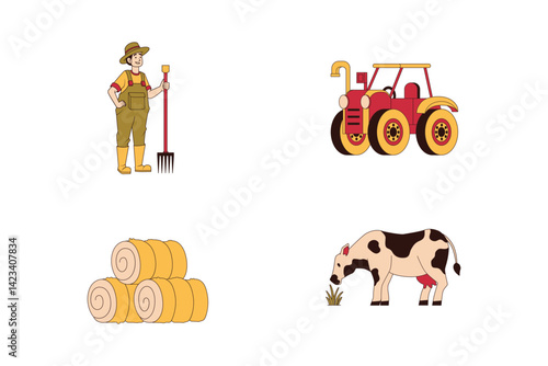 Farmer Illustration Set Collection